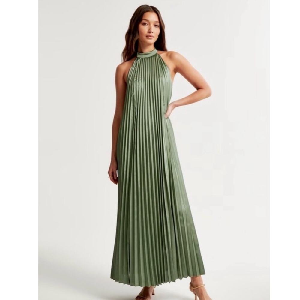 Abercrombie & Fitch Giselle Pleated Trapeze Maxi Dress Size Medium